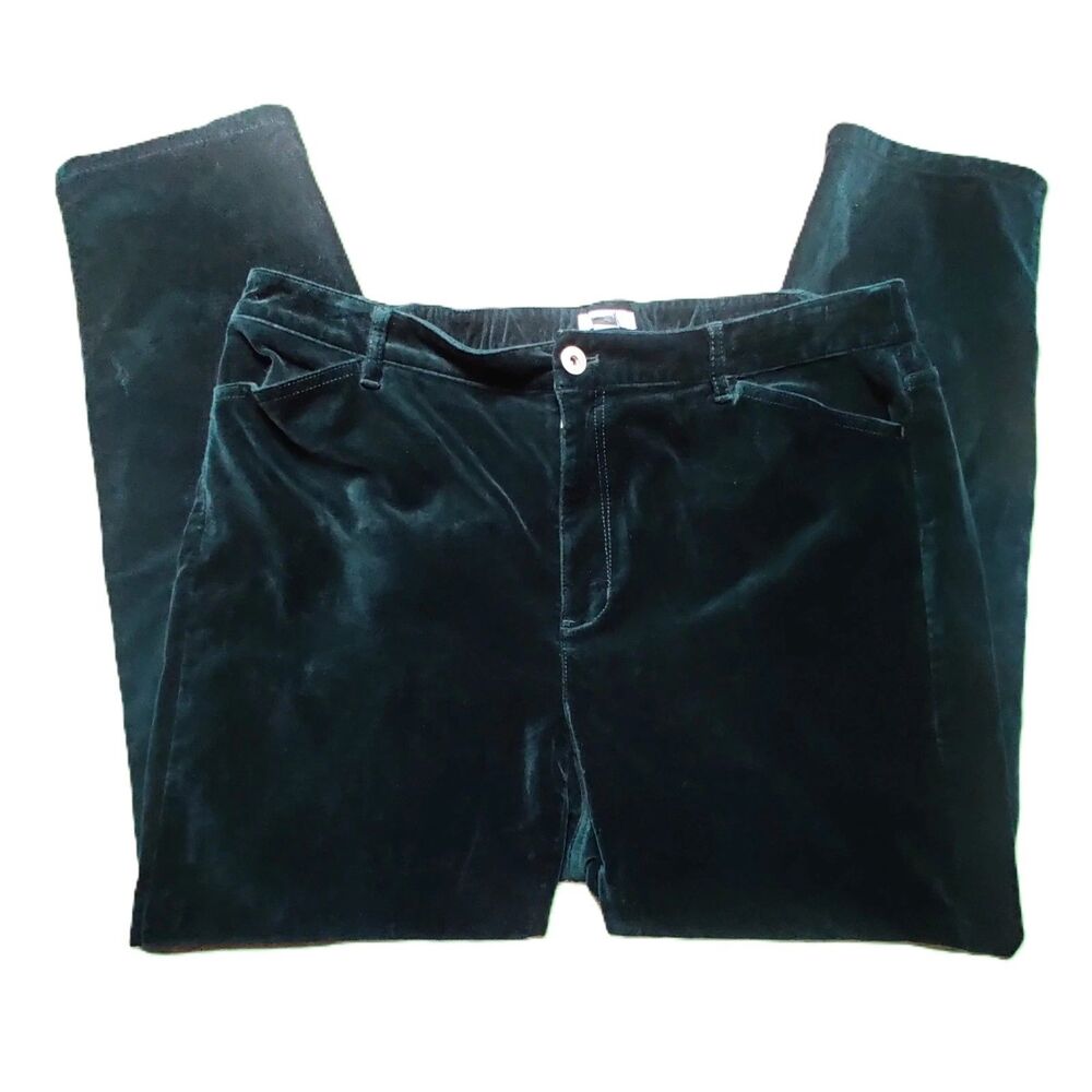 J.Jill Velvet Pants Women’s Size 18 Dark Green Stretch Straight Leg